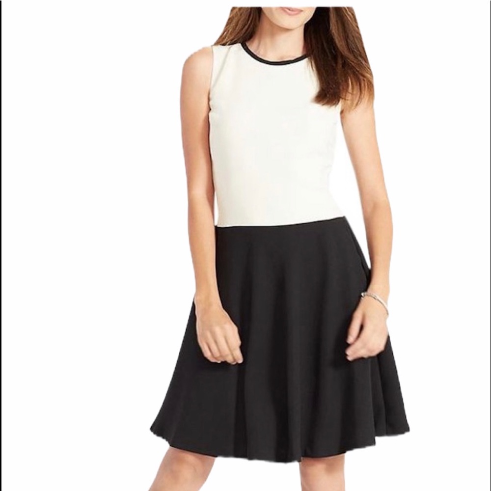 Ralph Lauren Fit & Flare Dress 6 NWT Cream Black Sleeveless Classic